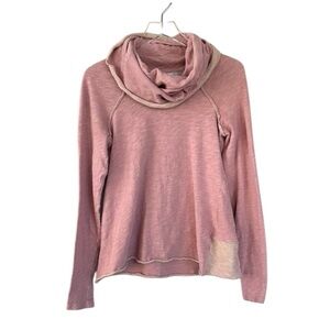 Free People Beach Two Body XS/S Cowl Neck Long Sleeve Top Raglan Pink